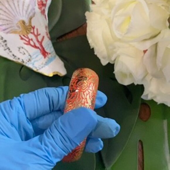 Enamel Orange and Gold Metal Bracelet NWOT Jewelry Bangle Bracelet Summer Style - Picture 6 of 14